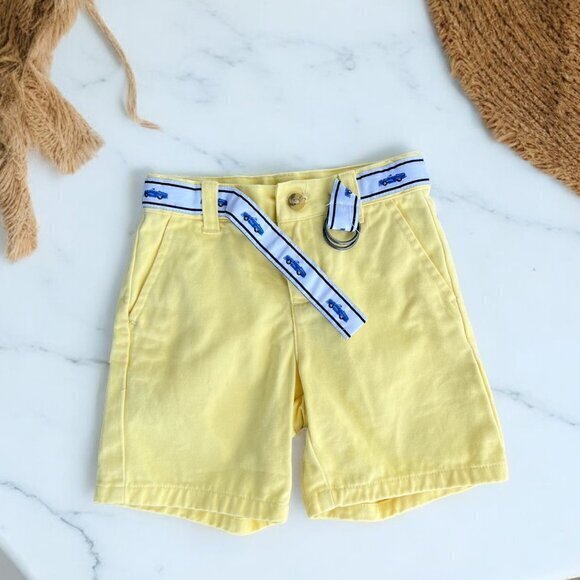 Janie and Jack Boy's Size 18-24 Months Belted Twill Shorts in Banana Yellow - Picture 1 of 9